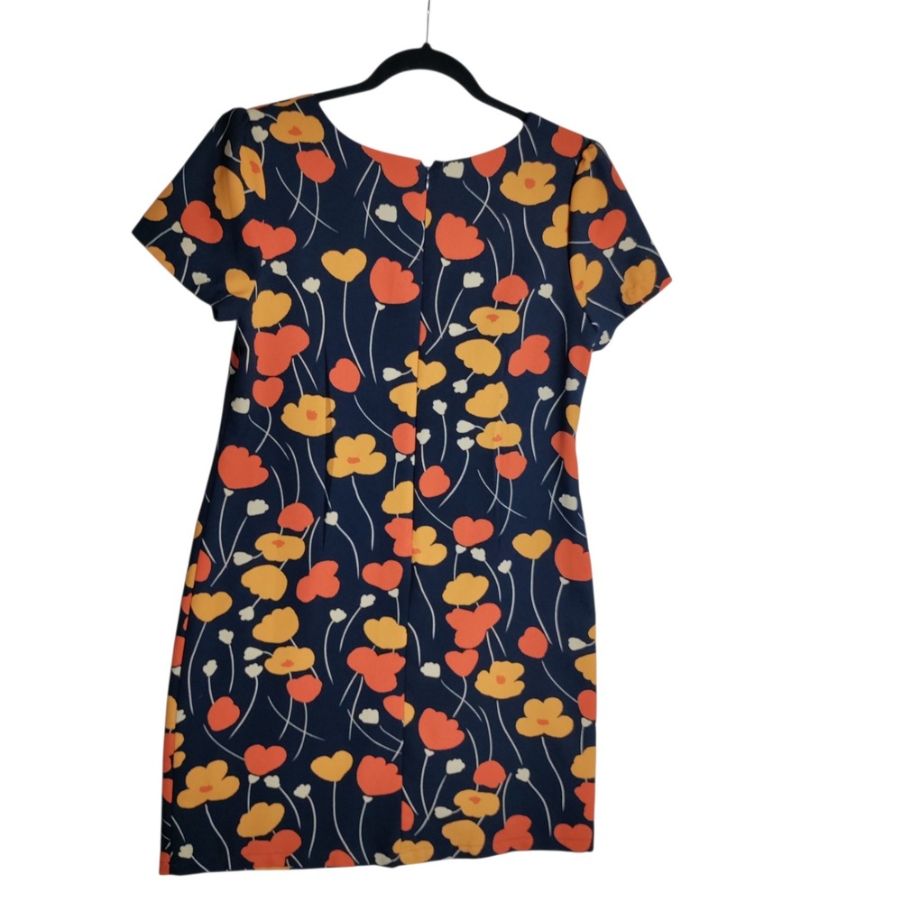 Princess Highway Womens Navy Blue Orange Floral Poppy Shift Dress Size 10 Retro